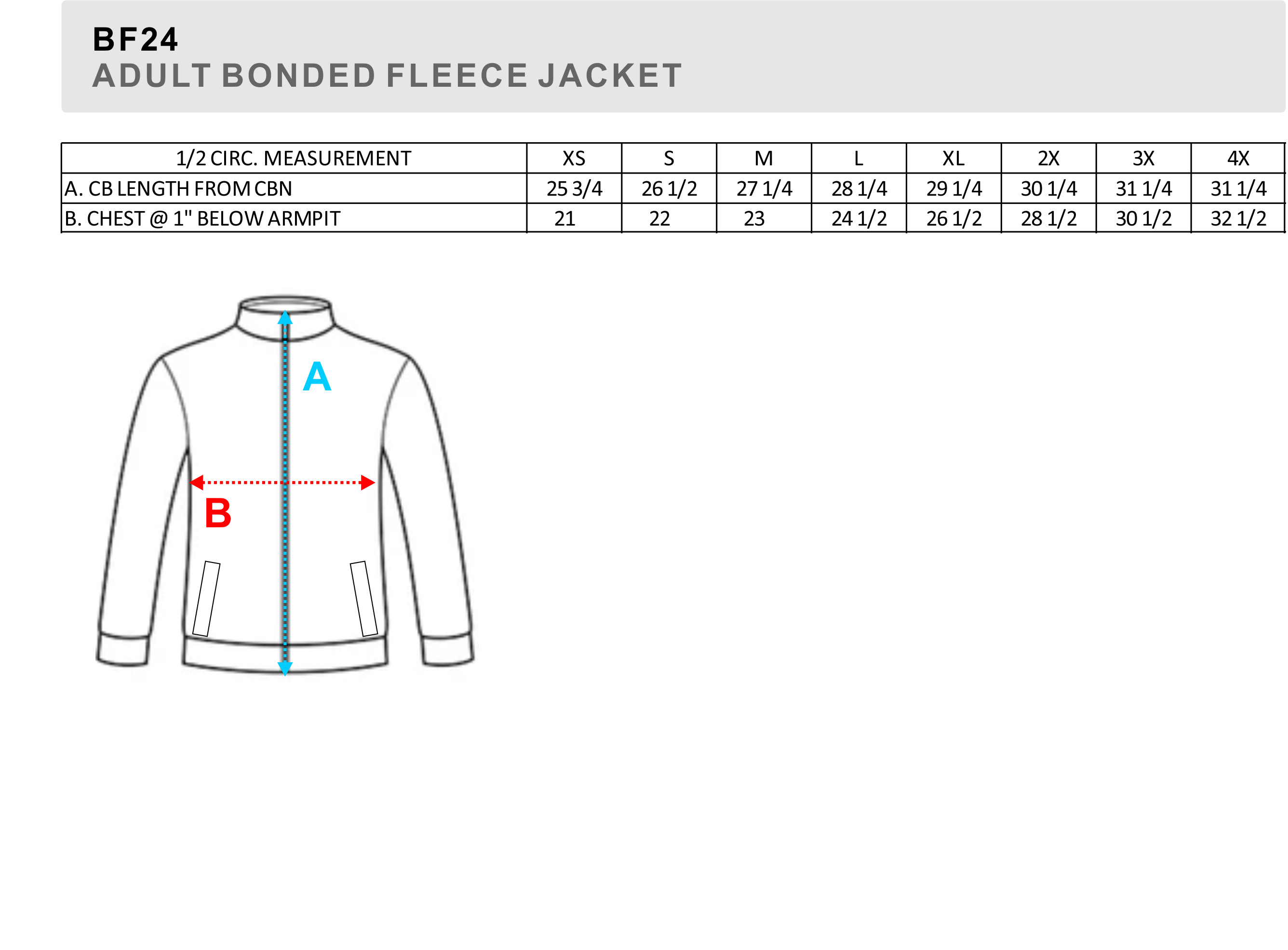 BAW Size Chart