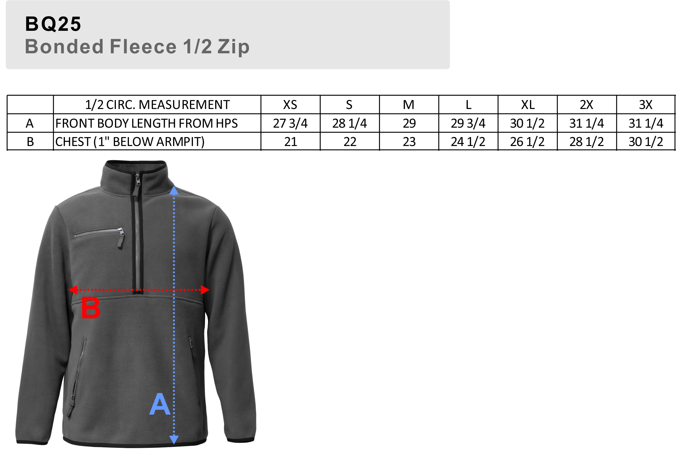 BAW Size Chart