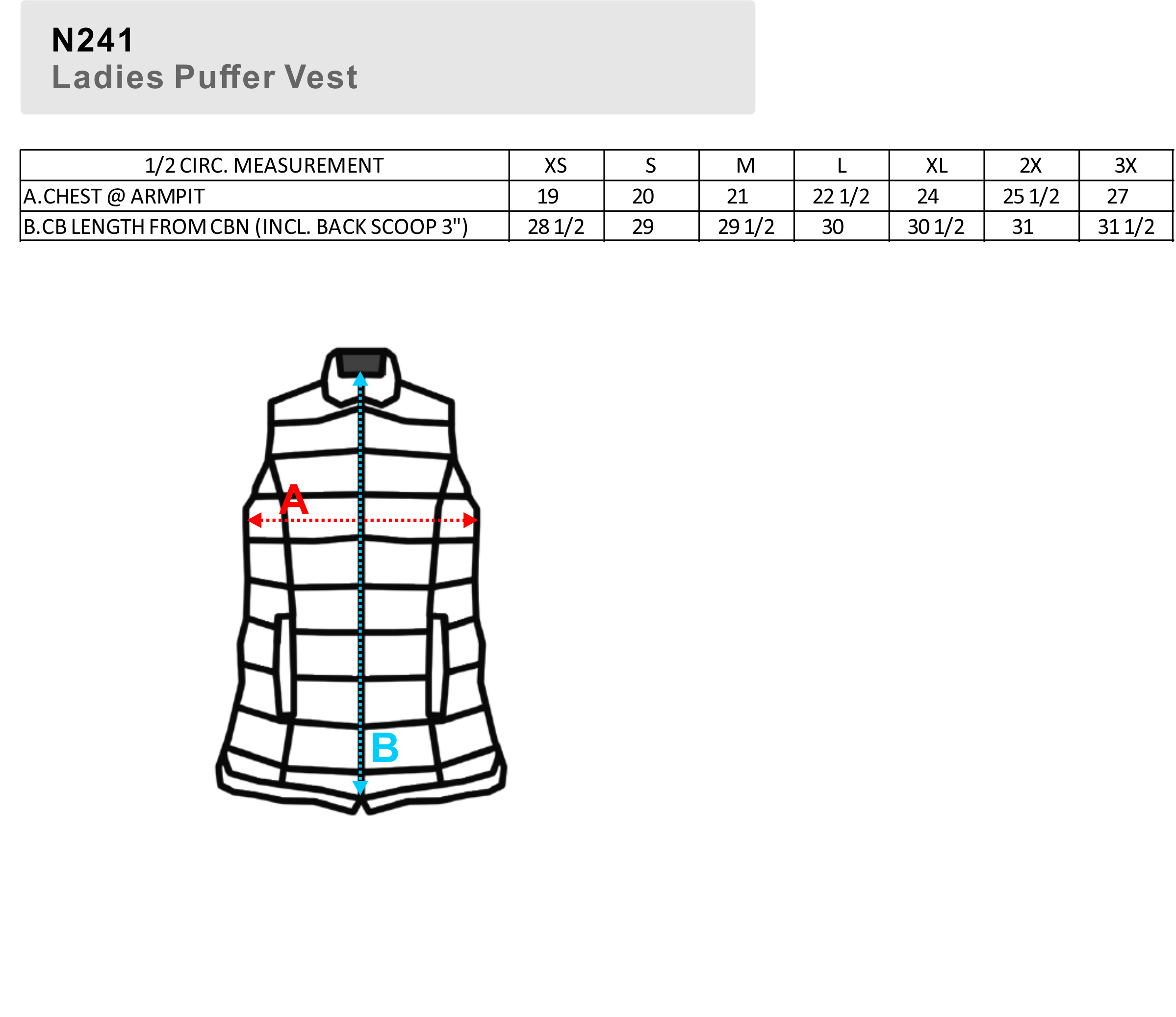 BAW Size Chart