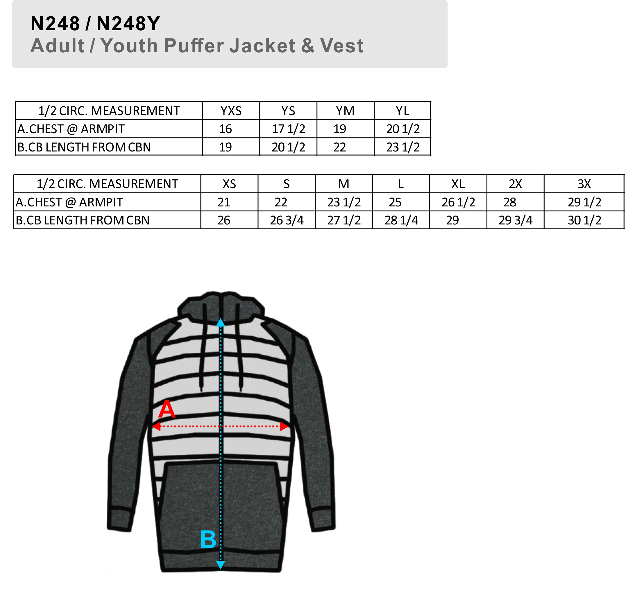 BAW Size Chart