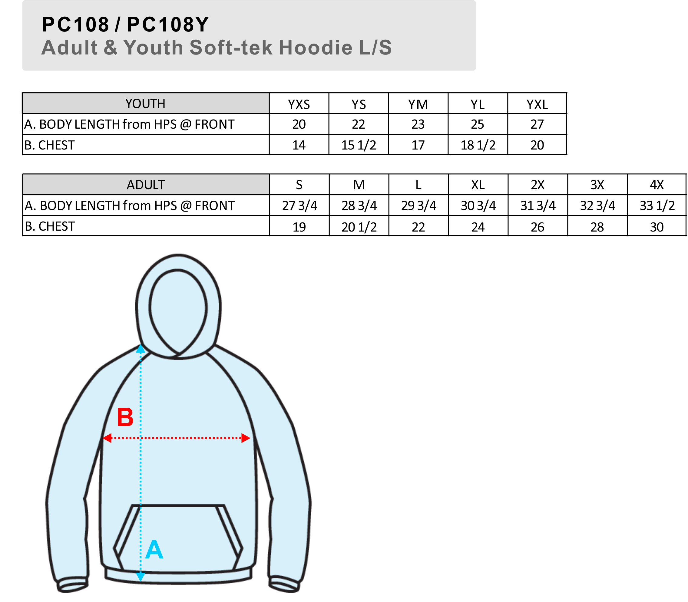 BAW Size Chart