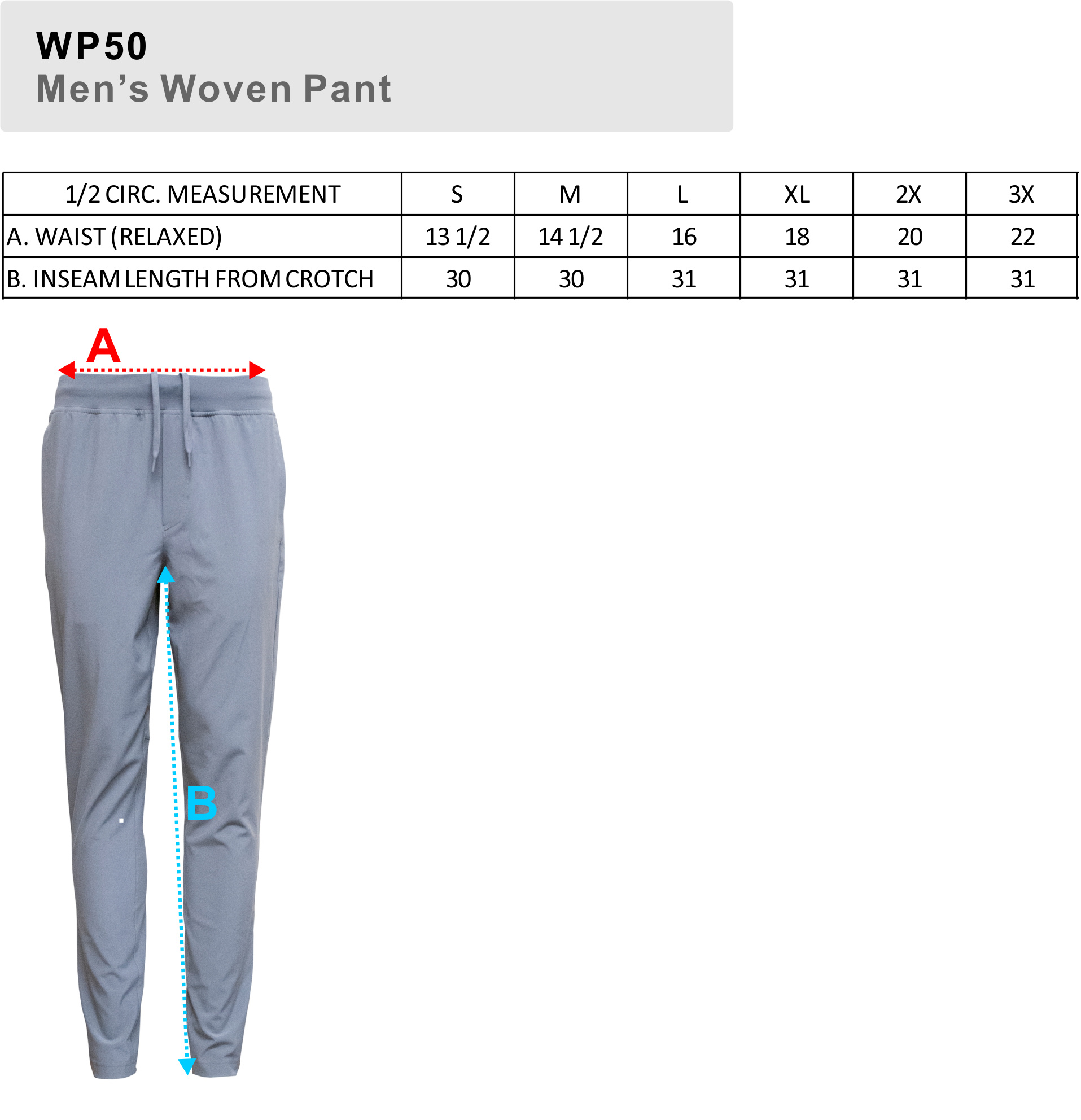 BAW Size Chart