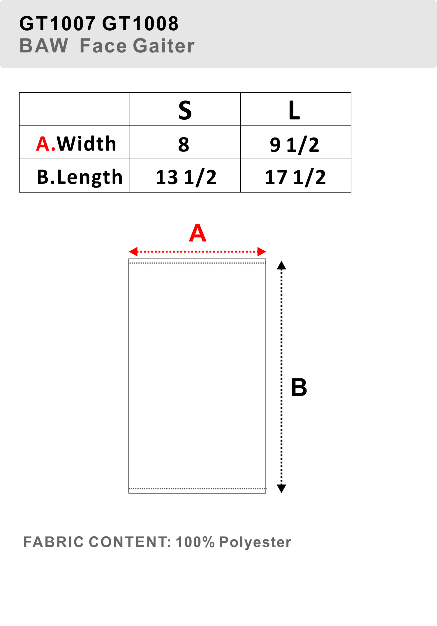 BAW Size Chart